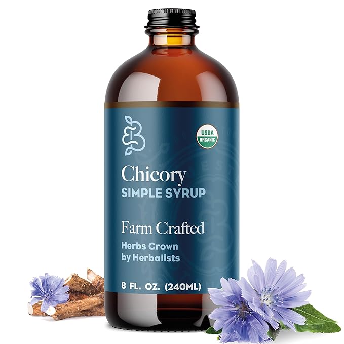 Bluestem Botanicals Organic Chicory Simple Syrup 8 oz Cocktail and Mocktail Mixer for Drinks Non-Alcoholic
