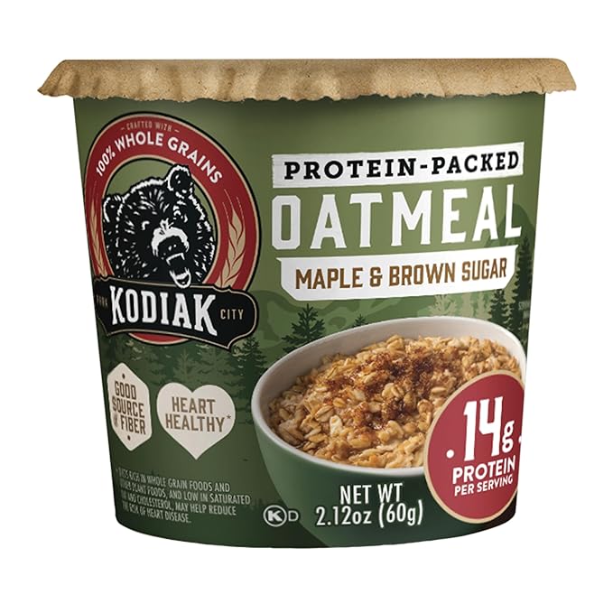 Kodiak Cakes Instant Protein Maple &amp Brown Sugar Oatmeal in a Cup 2.12oz (Pack of 12)