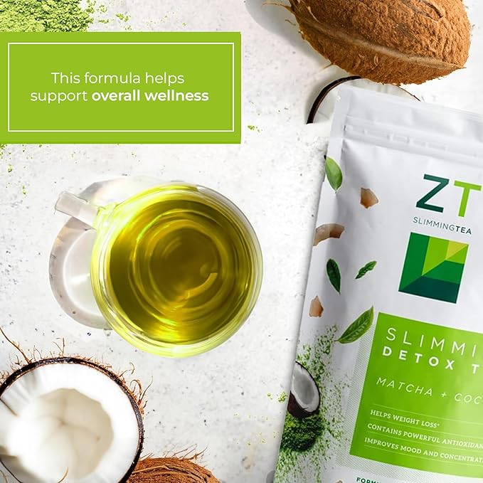 Dr. Zisman ZT Slimming - Matcha-Coconut Herbal Tea Blend with Senna Leaf- Antioxidant Effects - 28 Day Wellness Blend (28 Tea Bags)