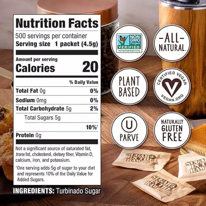 Organic Sugar In The Raw Packets Bulk 500 Ct - Organic Raw Sugar 500 Packets +STICKER DR + shipping in box