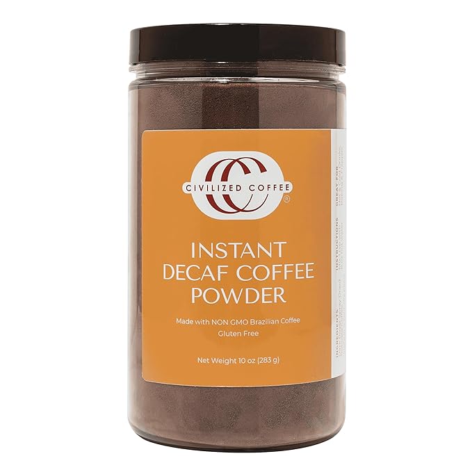 Civilized Coffee Premium Decaf Instant Coffee — Brazilian Dark Roast Decaffeinated Smooth &amp Rich (10 oz)