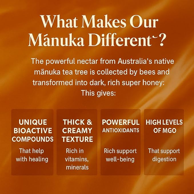 Bee2 Manuka Honey Stick MGO 300+ 100% Raw &amp Pure Organic Manuka Honey (Equiv. to UMF 10+) 30 Single-Serve Stick (0.42oz each) I Convenient for Tea Travel &amp Immune Support Certified Authenti