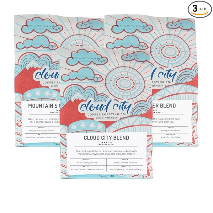 Bean Box Sampler - Roasted by Cloud City 3-Pack Whole Bean Coffee Gourmet Coffee