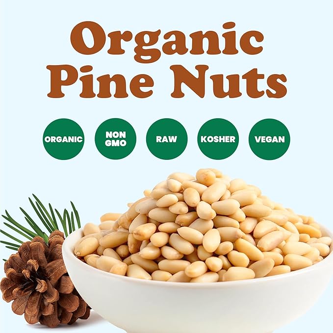 Food to Live Organic Pine Nuts 4 Pounds – Non-GMO Whole Raw Pignolias Unsalted No Shell Vegan Kosher Bulk Snack. Rich in Vitamin E Protein. Great for Pesto Salads Homemade Desserts