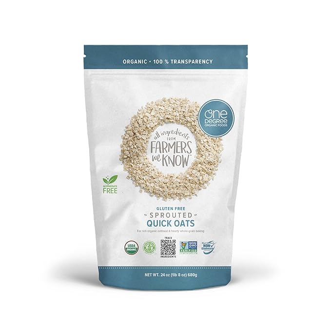 One Degree Organic Foods Sprouted Quick Oats USDA Organic Non-GMO Gluten Free Oatmeal 24 oz. 8 Pack