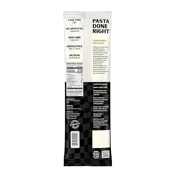 Al Dente Golden Egg Spaghetti – All-Natural Hand-Crafted Egg Pasta. Traditional Pasta Noodles Made with Cage-Free Eggs and Semolina. Great for Pastas Soups Stews. 12oz Boxes (Pack of 8)