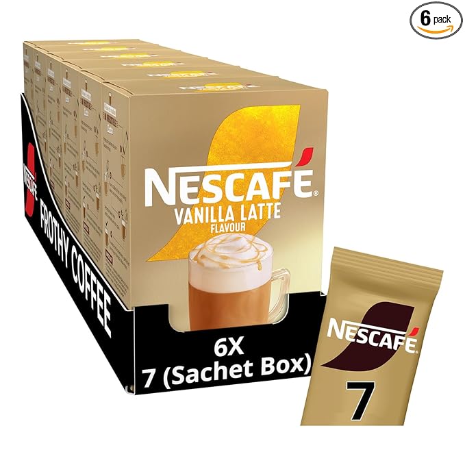 NESCAFÉ LATTE Vanilla Instant Coffee Sachets x7 (Pack of 6 Total 42 Sachets)
