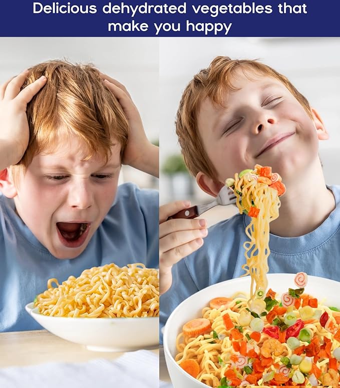16oz Freeze-Dried Seafood &amp Vegetable Mix - 100% Natural Dehydrated Ramen Toppings 11-Ingredient Blend for Soup Pizza &amp Emergency Food Supply Large Value Pack No Additives 454g