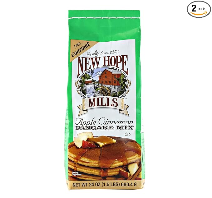 New Hope Mills Flavored Pancake Mix- Two 24 oz. Bags- Your Choice of 5 Different Varieties (Apple Cinnamon)