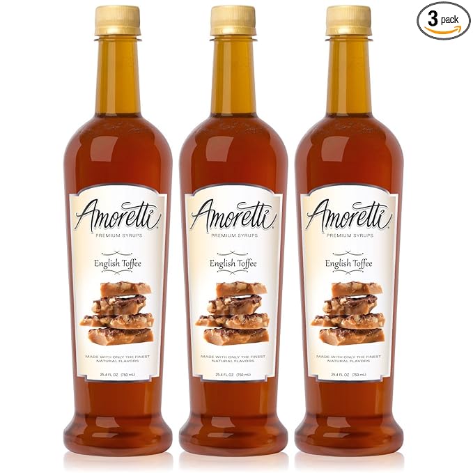 Amoretti Premium English Toffee Syrup 750ml 3 Pack