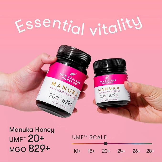 New Zealand Honey Co. Raw Manuka Honey UMF 20+ / MGO 829+ | UMF Certified | 4.4oz | Medical Grade Raw Honey