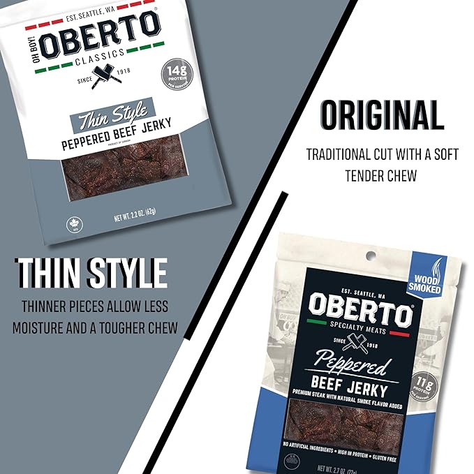Oberto Specialty Meats Peppered Beef Jerky 2.7 Ounce (Pack of 8)