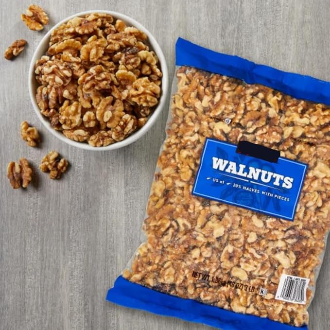 Walnuts Halves And Pieces Fresh Raw Walnuts Chopped Crunchy Unsalted Usa Grown 48 Oz (3 Lb) With With Mini Scooply Scoop