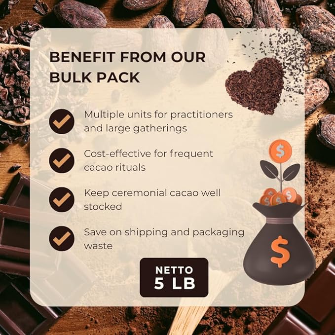 Origen 100% Ceremonial Cacao – Ceremonial Grade Cacao – Unsweetened &amp Anti Oxidant SuperFood – Pure Ancient Indigenous Drink – Vegan Gluten-free – Grated 5 lb Bulk Pack