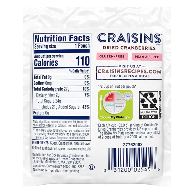 Ocean Spray Craisins Dried Cranberries Orange 1.16 Ounce (Pack of 200)