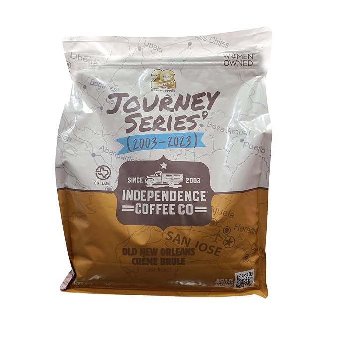 Independence Coffee Co. Old New Orleans Crème Brule Flavored Light Roast Whole Bean Coffee 5 Pound Bag (Packaging May Vary)