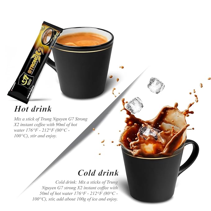 TRUNG NGUYEN — G7 Strong X2 3 in 1 Instant Coffee (2 Bags) —Roasted Ground Coffee Blend w/Non-dairy Creamer and Sugar — Strong and Bold — Instant Vietnamese Coffee(24Packets) - Nhi An