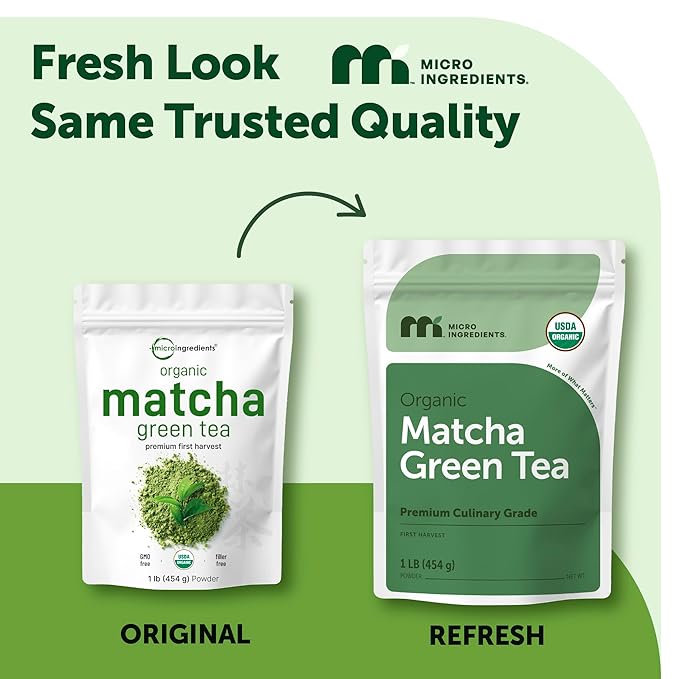 Micro Ingredients Organic Matcha Green Tea Powder First Harvest Culinary Grade from Japan 100% Pure &amp Unflavored Great for Tea Latte &amp Smoothies Non-GMO No Sugar Eco-Friendly Packagin