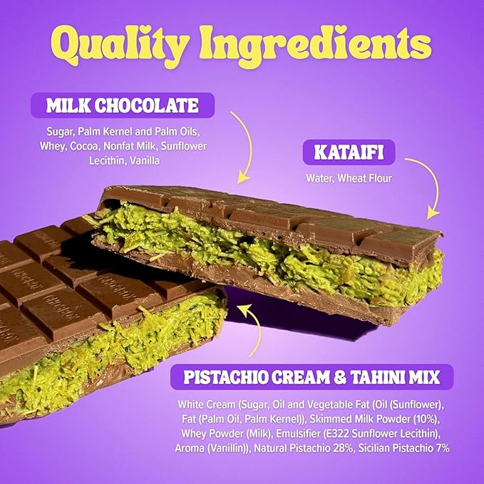 Chocbox Viral Dubai Dark Chocolate Bar REFILL KIT - Choc Wafers Shredded Kataifi Pistachio Cream - DIY Gift Box Dubai Kit - Great Gift for Choco Lovers (2 Pack Dark Chocolate)