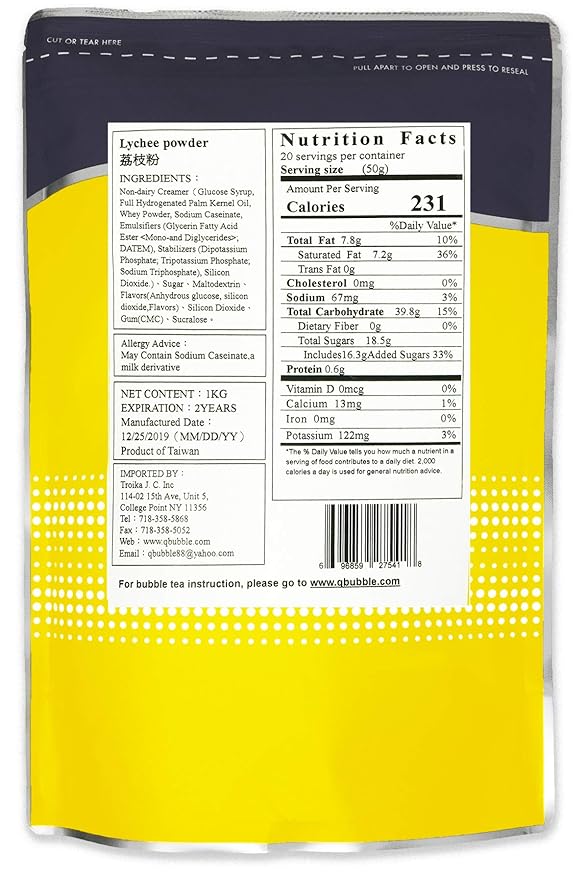 Qbubble Tea Powder Lychee 2.2 Pound
