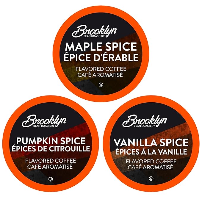 Brooklyn Beans Roastery Coffee Pods Fall Flavored Variety Pack Sampler (Pumpkin Maple Vanilla) - Compatible with Keurig K Cup Brewers Including 2.0 Machines 40 Count
