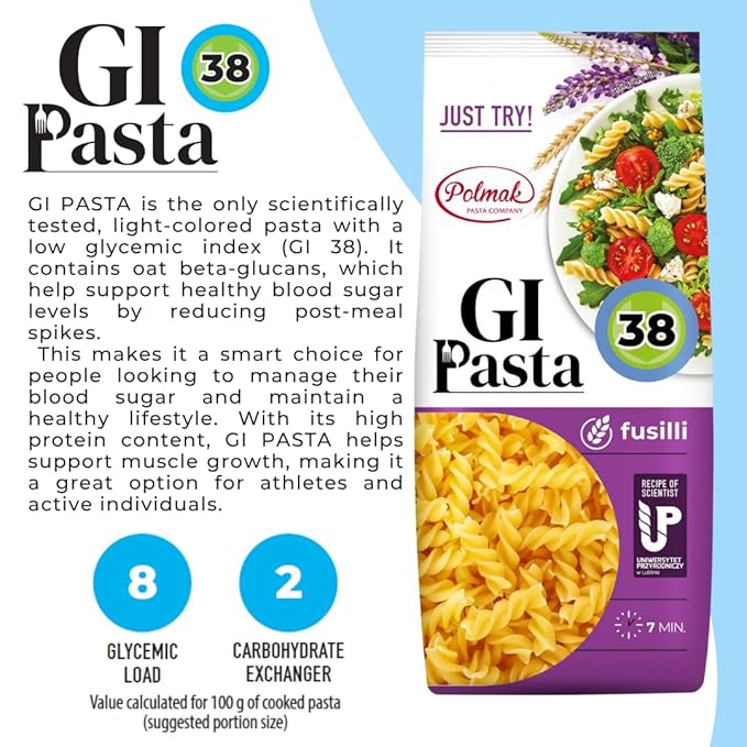 GI Pasta Fusilli 14-Pack (123.2 oz Total) | Low Glycemic Fine-Cut Italian Dry Pasta Perfect for Soups Broths and Light Dishes