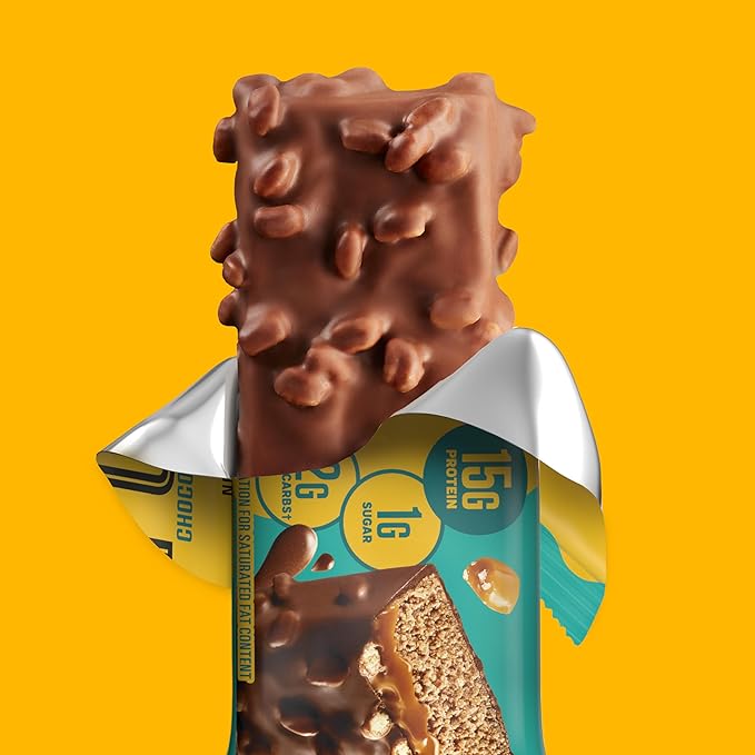 FULFIL Protein Snack Bars Chocolate Salted Caramel Flavored Gluten Free with 15g Protein Pantry Staples 12 Count