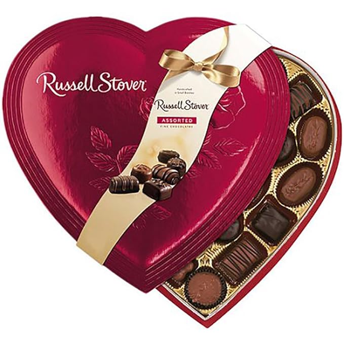 Russell Stover Red Foil Heart Assorted Chocolates 20 Ounce Box