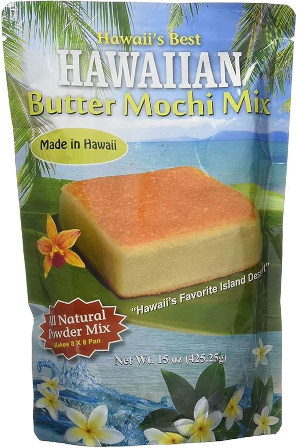 Hawaii's Best Butter Mochi Two Pack (15 oz Each) - Easy to Make Traditional Hawaiian Style Butter Mochi Cake Mix - Gluten Free Dessert Mix - Two Pack Mochi Mix