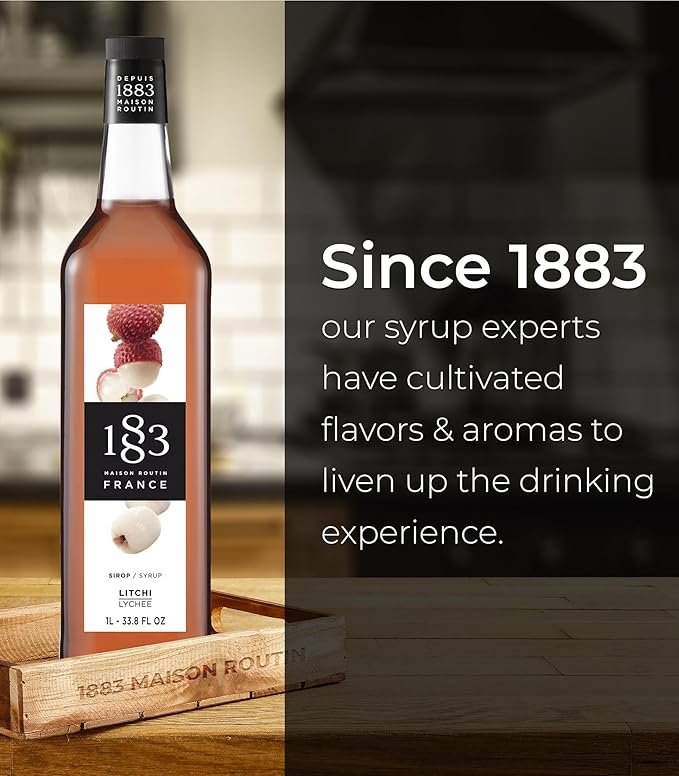 1883 Lychee Syrup for Drinks Made in France 1 Liter Glass Bottle