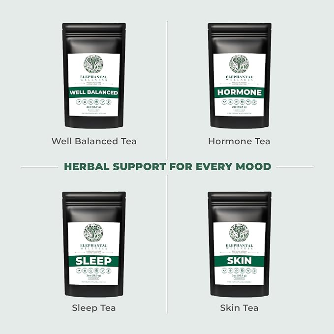 Elephantal Wellness Premium Joy Herbal Tea | Mood &amp Emotional Balance Support with St. John’s Wort Kava Ginkgo &amp Lavender | Handmade Non-GMO Caffeine-Free Loose Leaf Blend 2oz 20 Serving