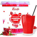 Fanale Pomegranate Popping Boba Pearls Vegan Non GMO Gluten Free Fat Free Perfect for Bubble Tea Smoothies Ice Cream Desserts and Beverages.