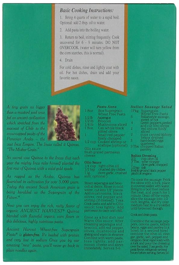 Ancient Harvest Organic Quinoa Pasta Rotelle 8 Ounce (Pack of 12)
