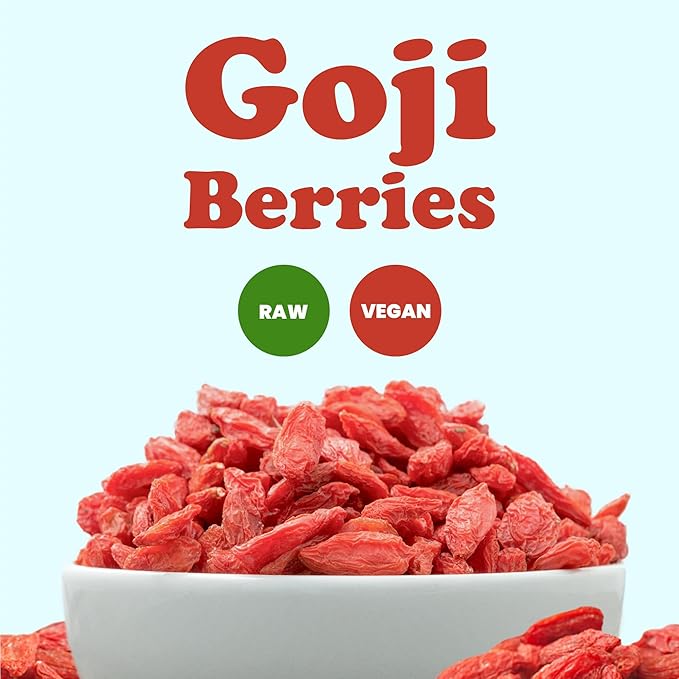 Food to Live Goji Berries 3 Pounds Sun-Dried Large and Juicy Unsweetened Vegan Bulk. High in Iron Vitamins A and C. Fruit Snack. For Baked Goods Tea Smoothie Yogurt Oatmeal