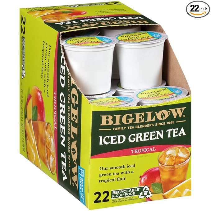 Bigelow Tropical Iced Green Tea K-Cup 0.10 oz 22/Box