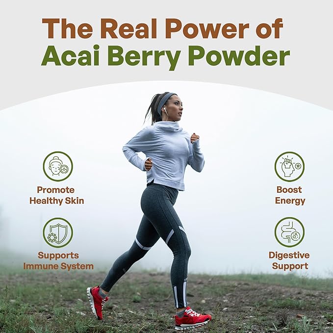 Go Nutra Acai Powder Organic | Acai Berry Freeze Dried Superfood Powder from Brazil | Freshnees Boost for Bowl Juices Smoothie | 8 oz