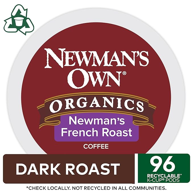 Newman's Own Organics French Roast Single-Serve Keurig K-Cup Pods Dark Roast Coffee 96 Count