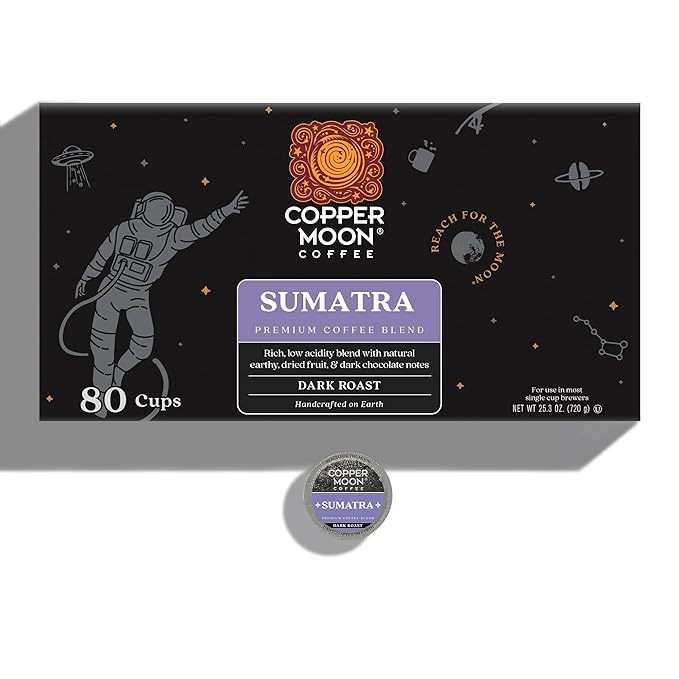 Copper Moon Single Serve Coffee Pods for Keurig K-Cup Brewers Dark Roast Sumatra Blend 80 Count