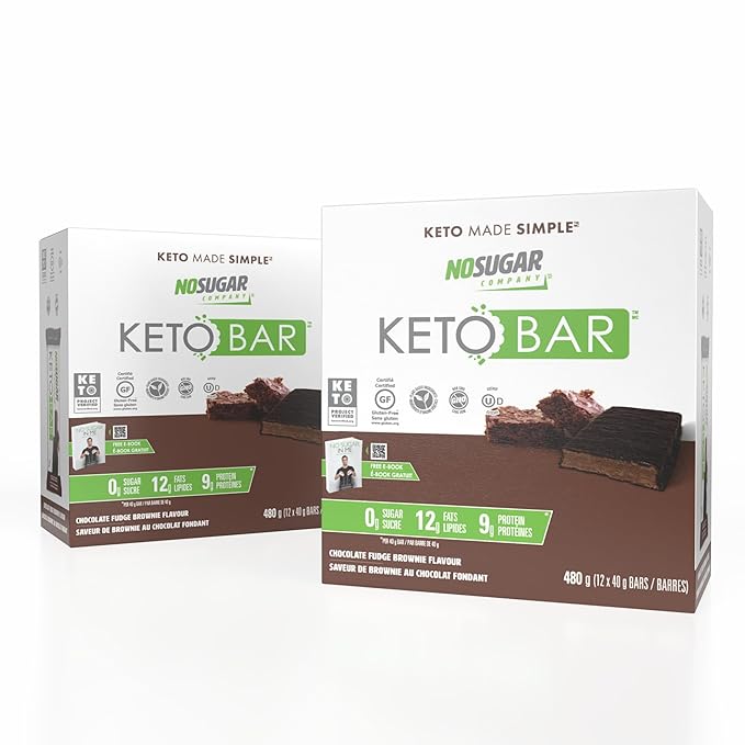 No Sugar Keto Bar Snack - Low Carb No Sugar Keto Snack Food with Keto Friendly Macros (24 x 1.41oz Bars Fudge Brownie)