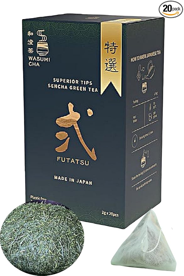 Wasumicha -Futatsu Japanese Green Sencha Tea unsweetened Biodegradable Teabag 20bags