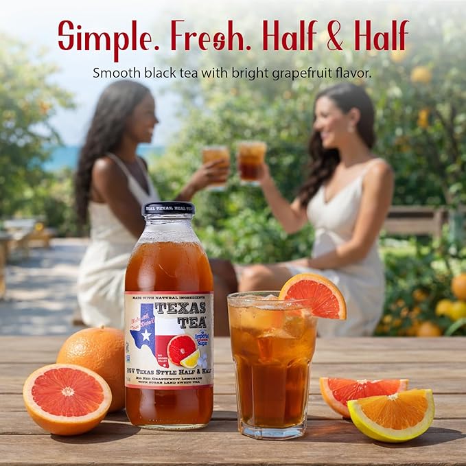 Texas Tea Rio Red Grapefruit Lemonade with Sugar Land Sweet Tea Real Brewed Black Tea &amp Grapefruit Lemonade Flavor Non GMO No Preservatives Refreshing Texas Brewed Tea 16 fl oz Pack of 12