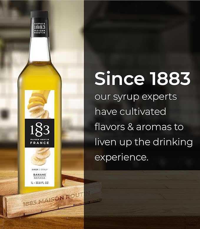 1883 Banana Syrup for Drinks Made in France 1 Liter Glass Bottle
