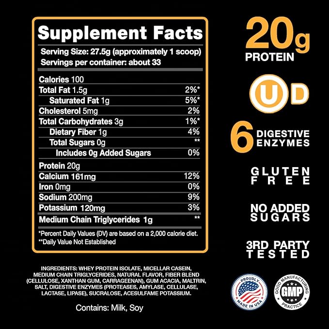 Devotion Nutrition Angel Food Cake Protein Powder for Shakes Baking Pancakes Desserts – 20g Whey Isolate &amp Casein Protein Blend – No Added Sugar Low Carb Gluten-Free Keto-Friendly with MCT –