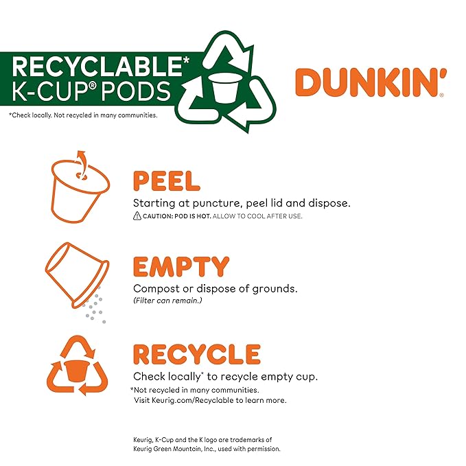 Dunkin’ French Vanilla Artificially Flavored Coffee Keurig K-Cup Pods 10 Count Boxes (Pack of 6)