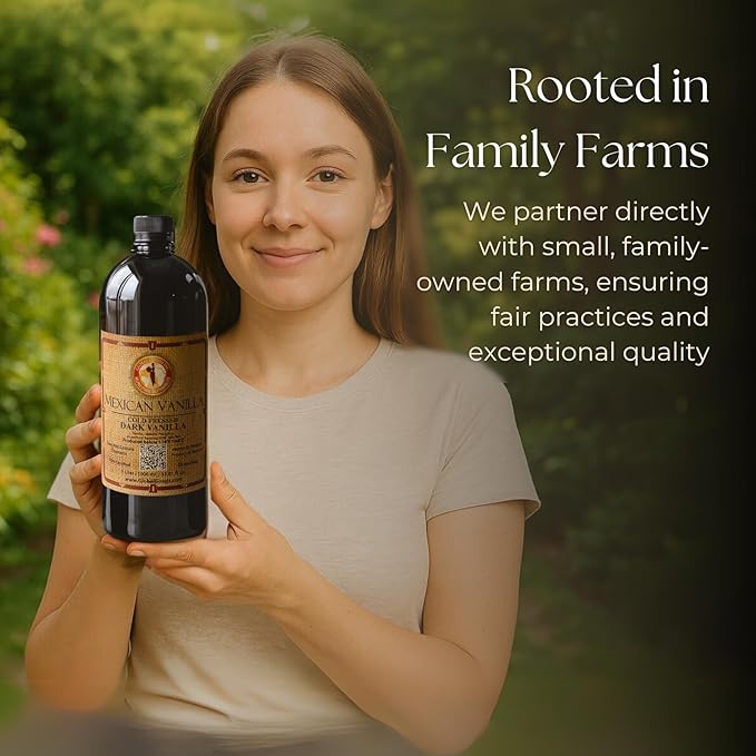 Pure Dark Mexican Vanilla Extract Gluten-Free Vanilla for Baking Cakes Cookies Desserts Coffee &amp Beverages (1 Liter / 33.81 fl oz) – Natural No Coumarin Bold Flavor