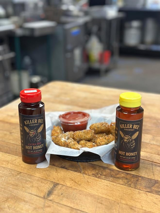 KILLER BEE Gourmet HOT Honey 12oz– Duo Variety Pack: HOT &amp EXTRA HOT | 100% Pure Honey Chili Pepper Infused (2 Pack)