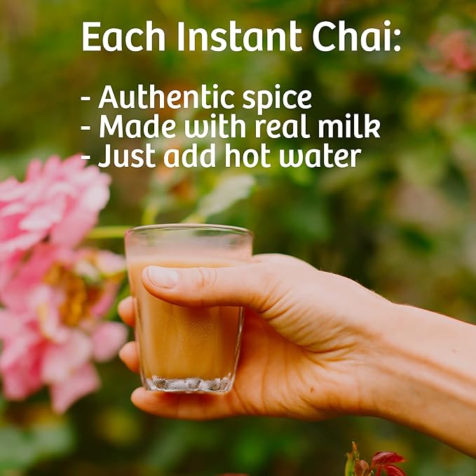 Tea India Chai Moments Milk Tea Instant Chai Tea Powder With Milk And Sugar Instant Latte Mix Flavorful Blend Of Black Tea &amp Natural Ingredients Indian Tea Individually Wrapped 10 Sachets Pack of
