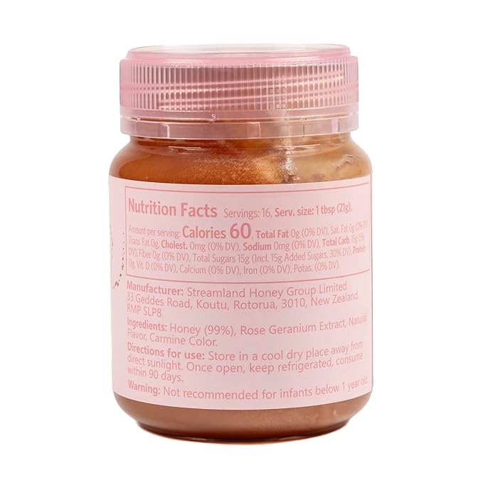 Streamland Rose Flavored Honey Premium New Zealand Honey Infused with Natural Rose Essence Floral &amp Sweet Taste 12 oz