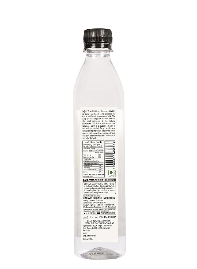 Maxcare Virgin Coconut Oil (Cold Pressed) 500ML