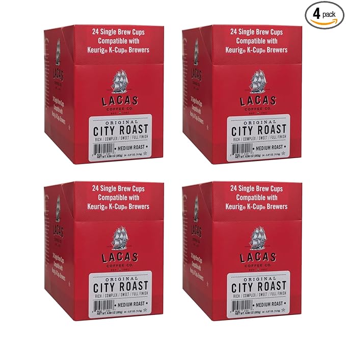 Lacas Coffee Original City Roast Single Serve Cups 96 Total – Smooth &amp Balanced Medium Roast